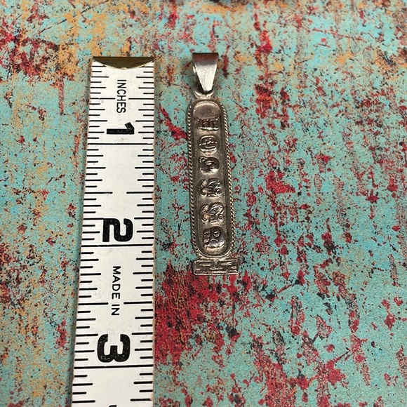 Silver Mexico Hieroglyphics Cartouche Pendant - Picture 7 of 8